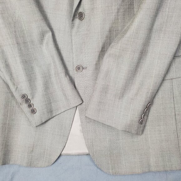 LORO PIANA DANIEL CREMIUX Mens Blazer SZ 44L Wool Tan Plaid 2 Button Double Vent - Picture 6 of 7